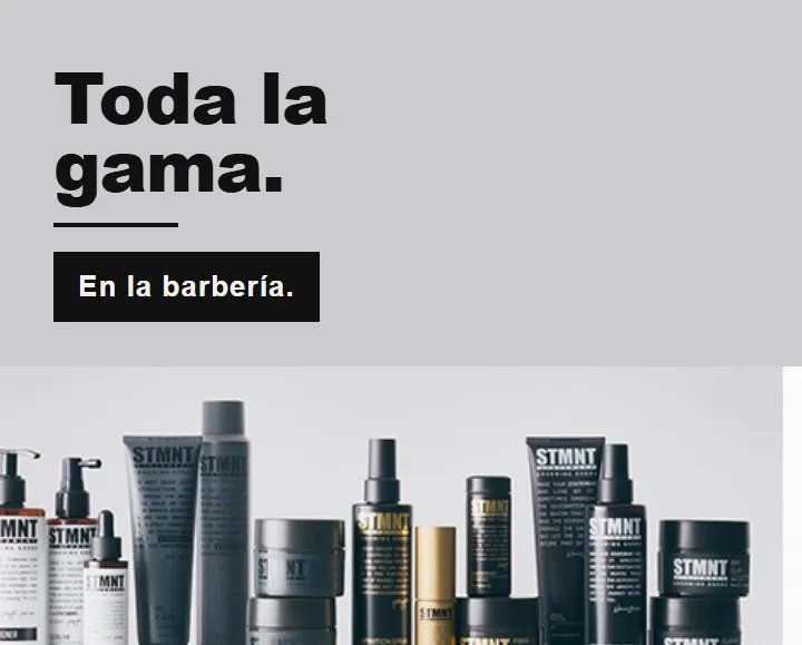 Toda la gama STMNT en la barbería. Foto de campaña. Quienes salen no trabajan en Ikaro.